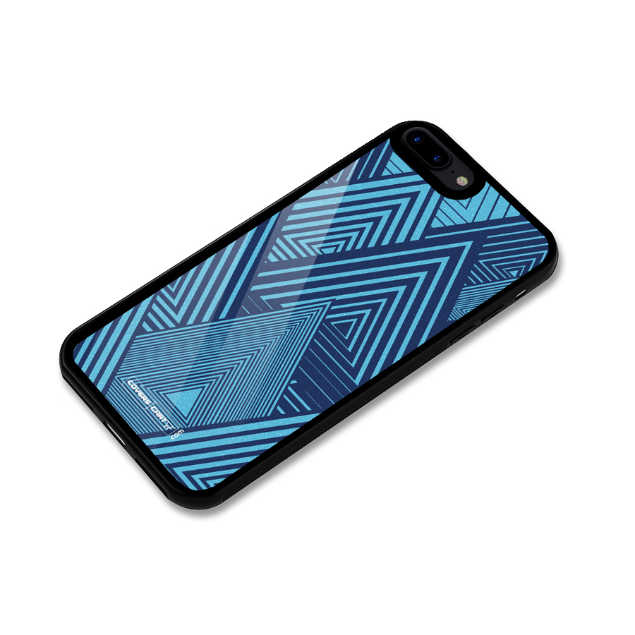 Geometric Blue Print Glass Back Case for iPhone 7 Plus