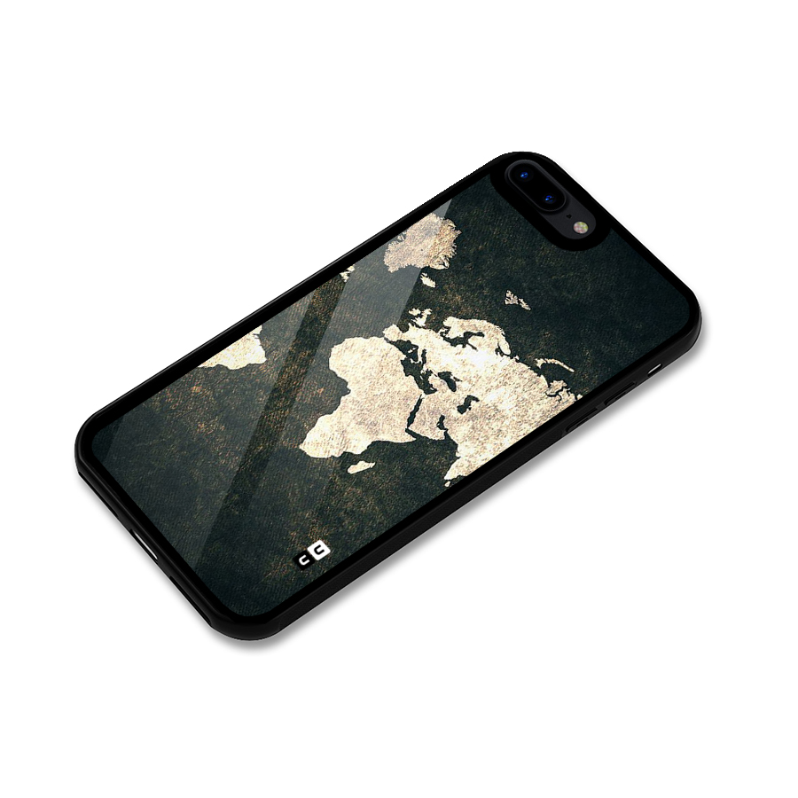 Green Gold Map Design Glass Back Case for iPhone 7 Plus