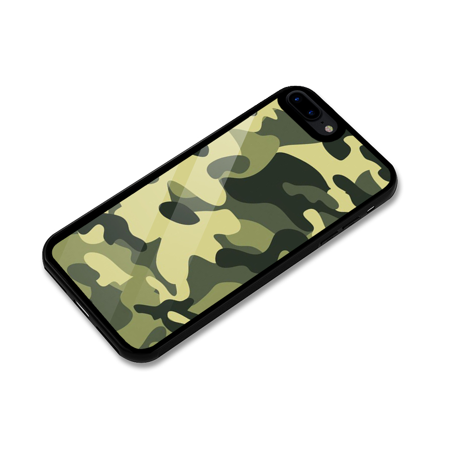 Green Military Pattern Glass Back Case for iPhone 7 Plus