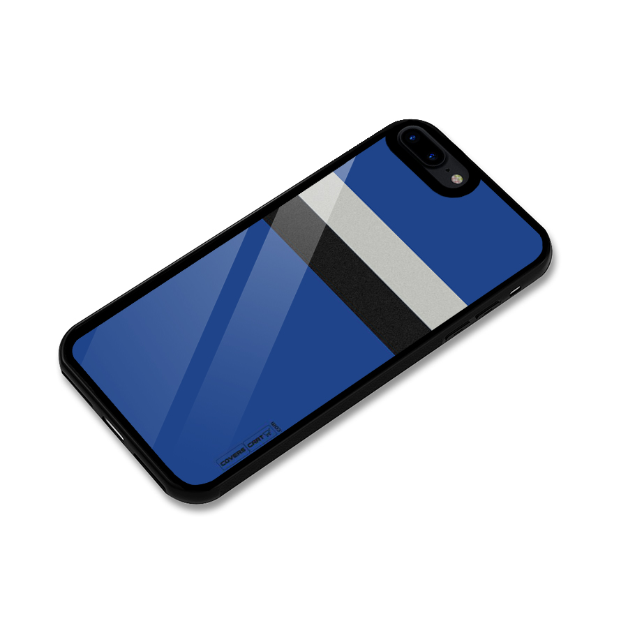 Grey Black Strips Glass Back Case for iPhone 7 Plus