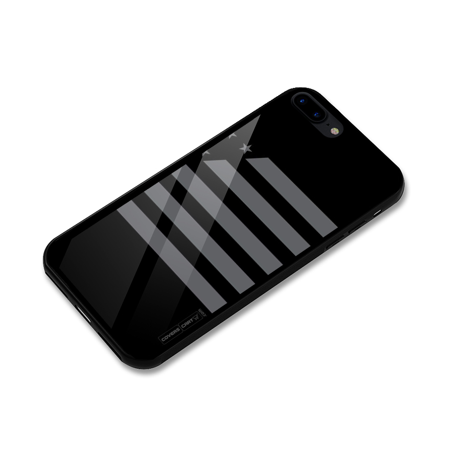 Grey Star Striped Pattern Glass Back Case for iPhone 7 Plus