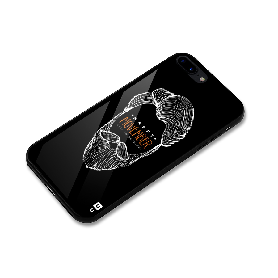 Happy Movember Black Glass Back Case for iPhone 7 Plus