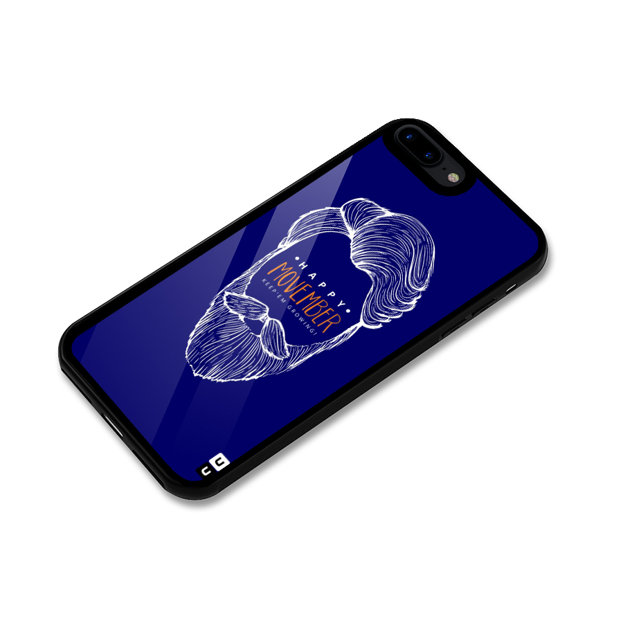 Happy Movember Blue Glass Back Case for iPhone 7 Plus