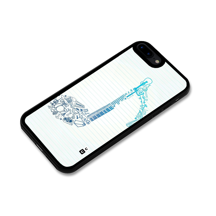 Music Note Design Glass Back Case for iPhone 7 Plus