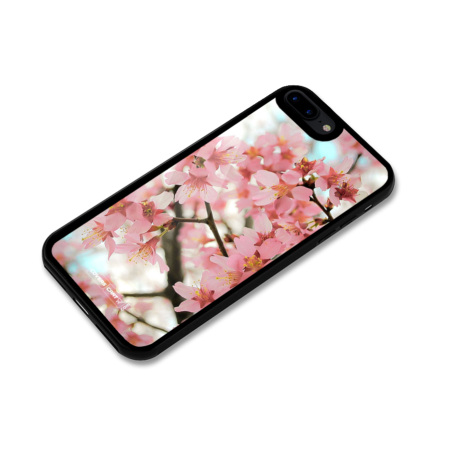Peach Floral Glass Back Case for iPhone 7 Plus