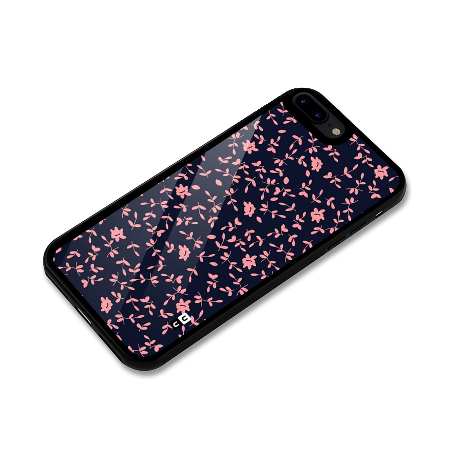 Pink Plant Design Glass Back Case for iPhone 7 Plus