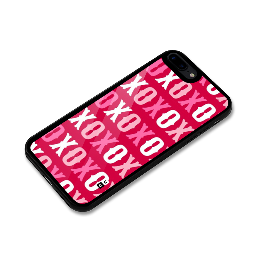 Pink White Xoxo Glass Back Case for iPhone 7 Plus