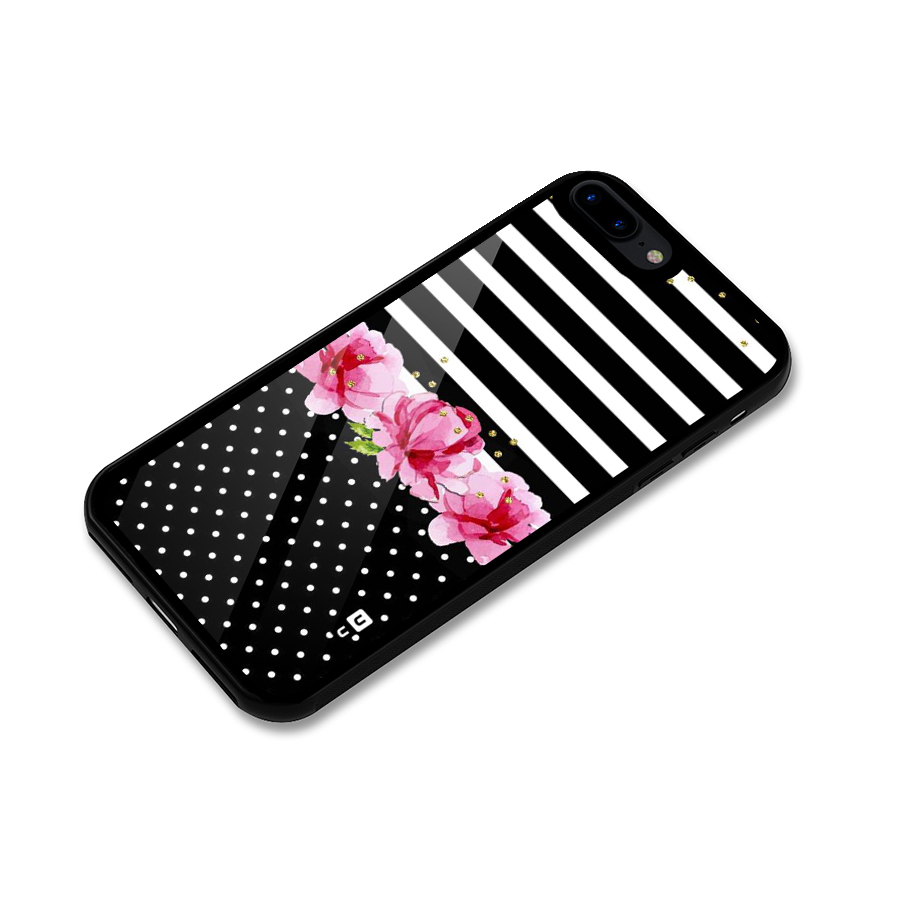 Polka Floral Stripes Glass Back Case for iPhone 7 Plus