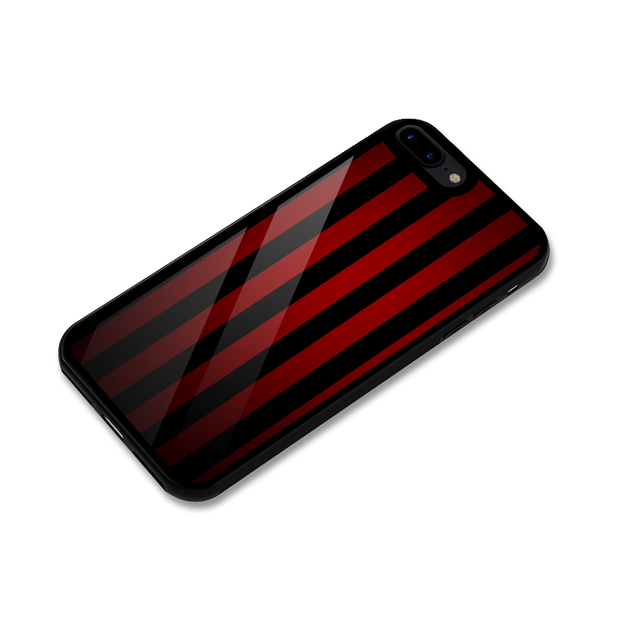 Red Black Stripes Glass Back Case for iPhone 7 Plus