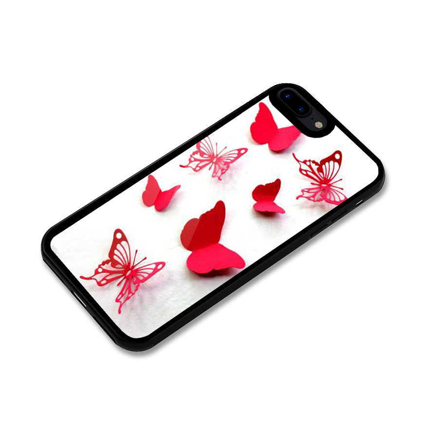 Red Butterflies Glass Back Case for iPhone 7 Plus