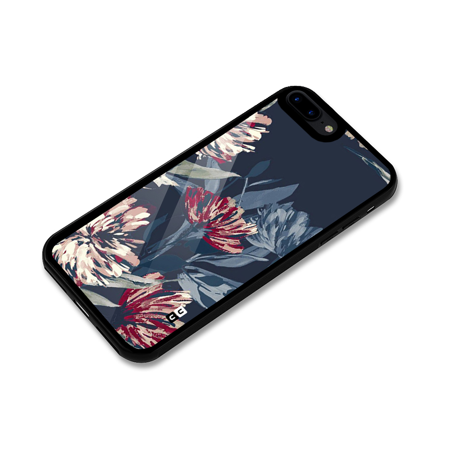 Red Rugged Floral Pattern Glass Back Case for iPhone 7 Plus