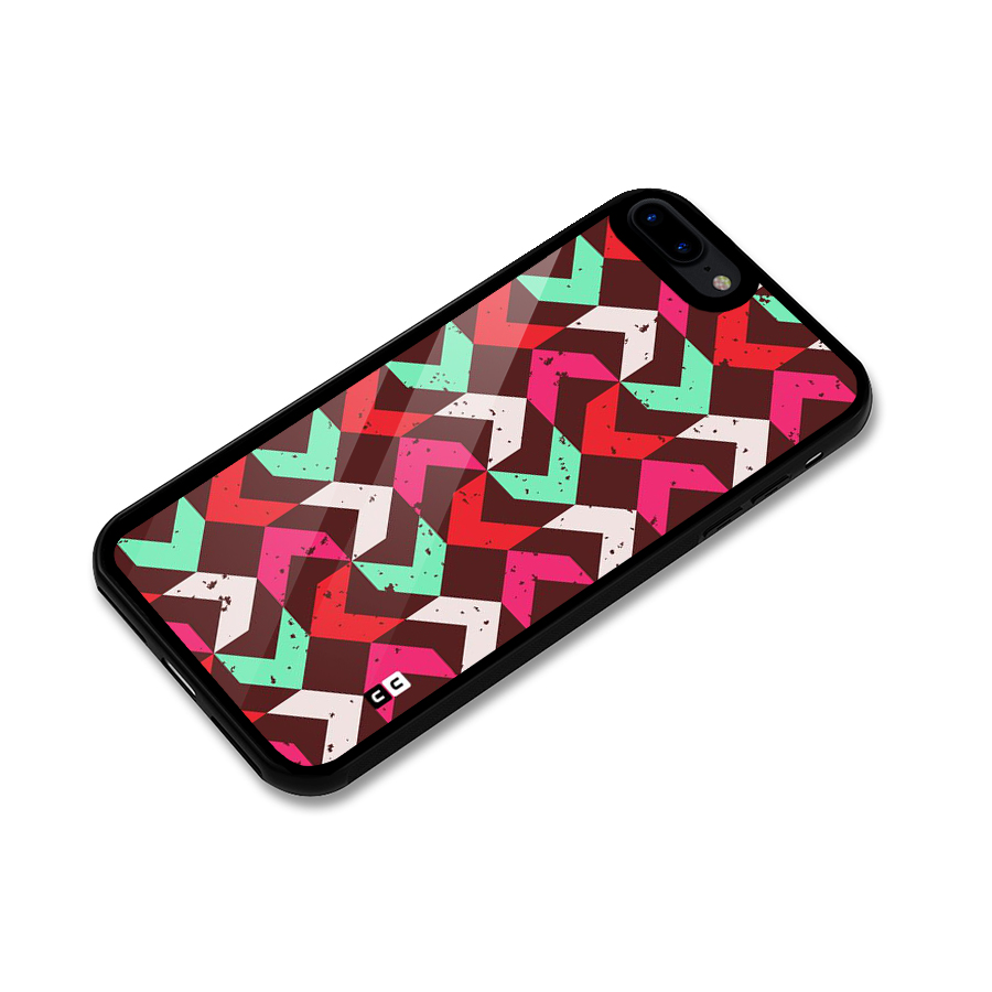 Retro Red Pink Pattern Glass Back Case for iPhone 7 Plus