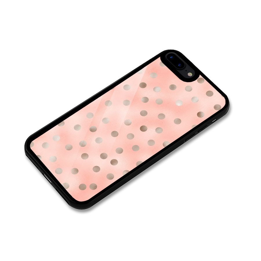 RoseGold Polka Dots Glass Back Case for iPhone 7 Plus