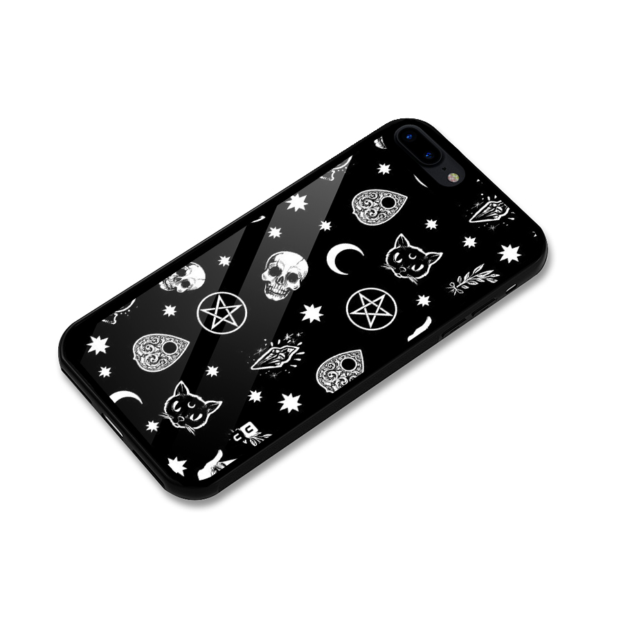 Skull Moon Design Glass Back Case for iPhone 7 Plus