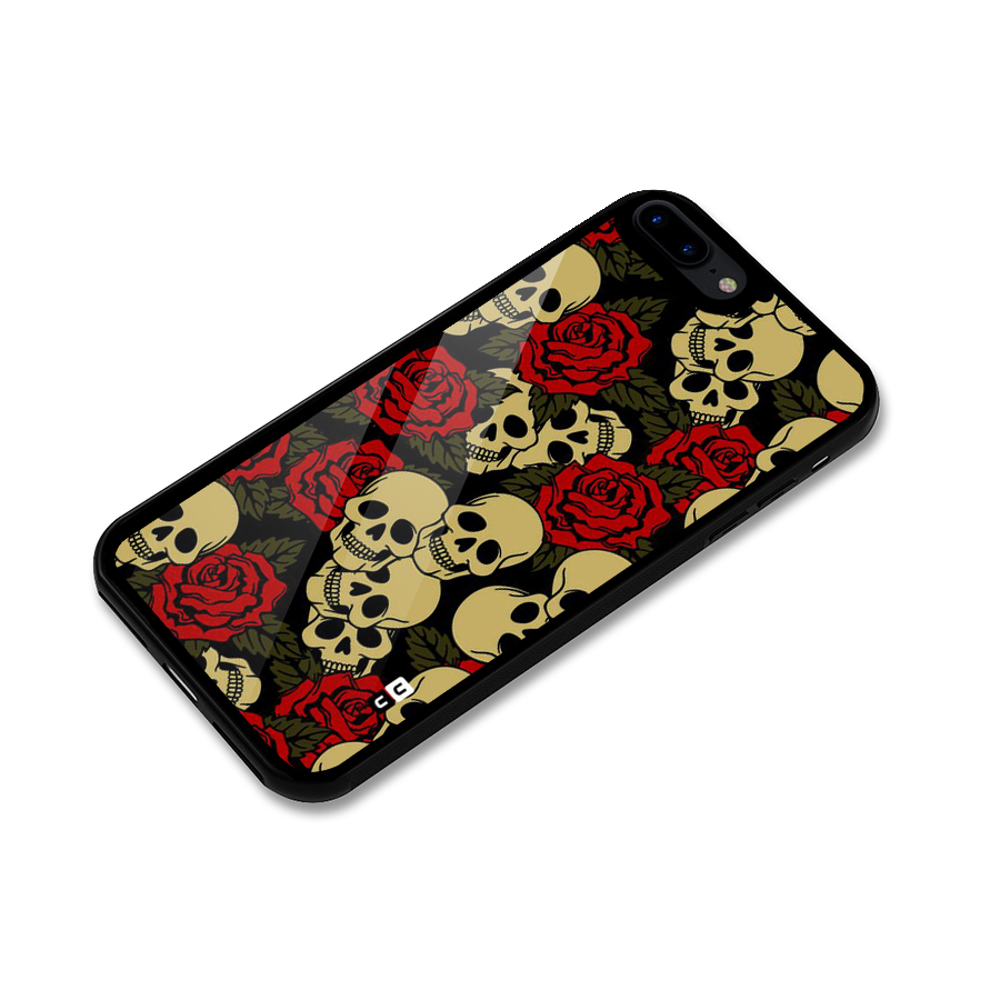 Skulled Roses Glass Back Case for iPhone 7 Plus
