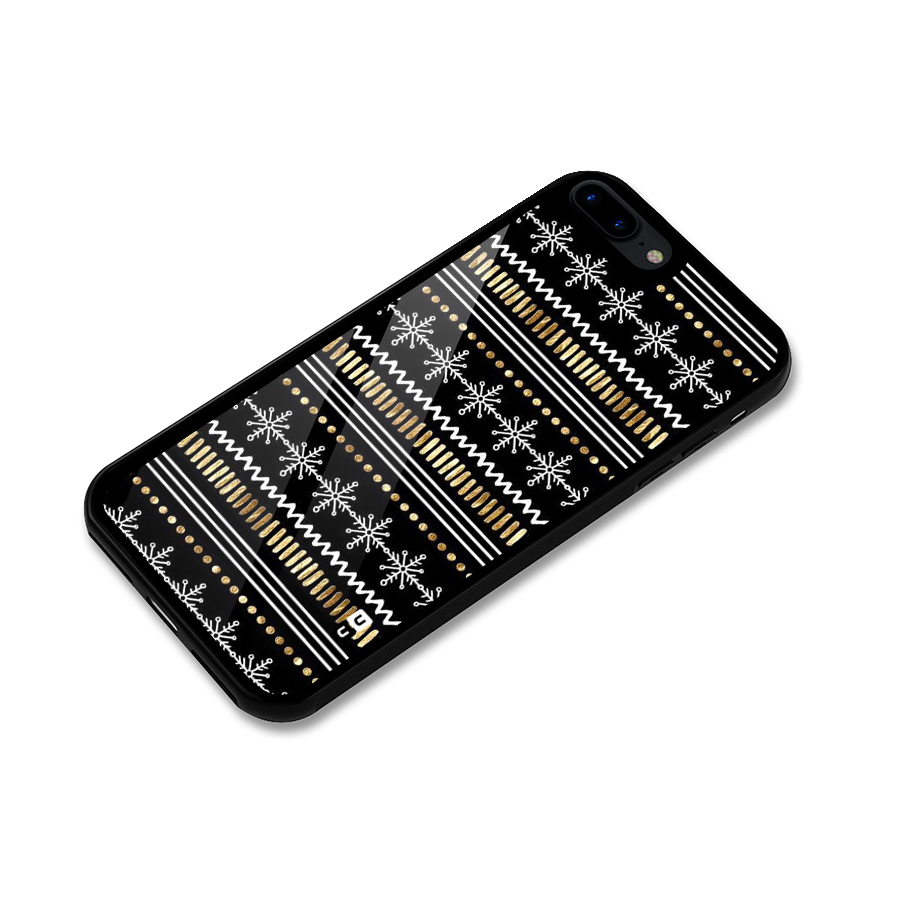Snowflakes Gold Glass Back Case for iPhone 7 Plus
