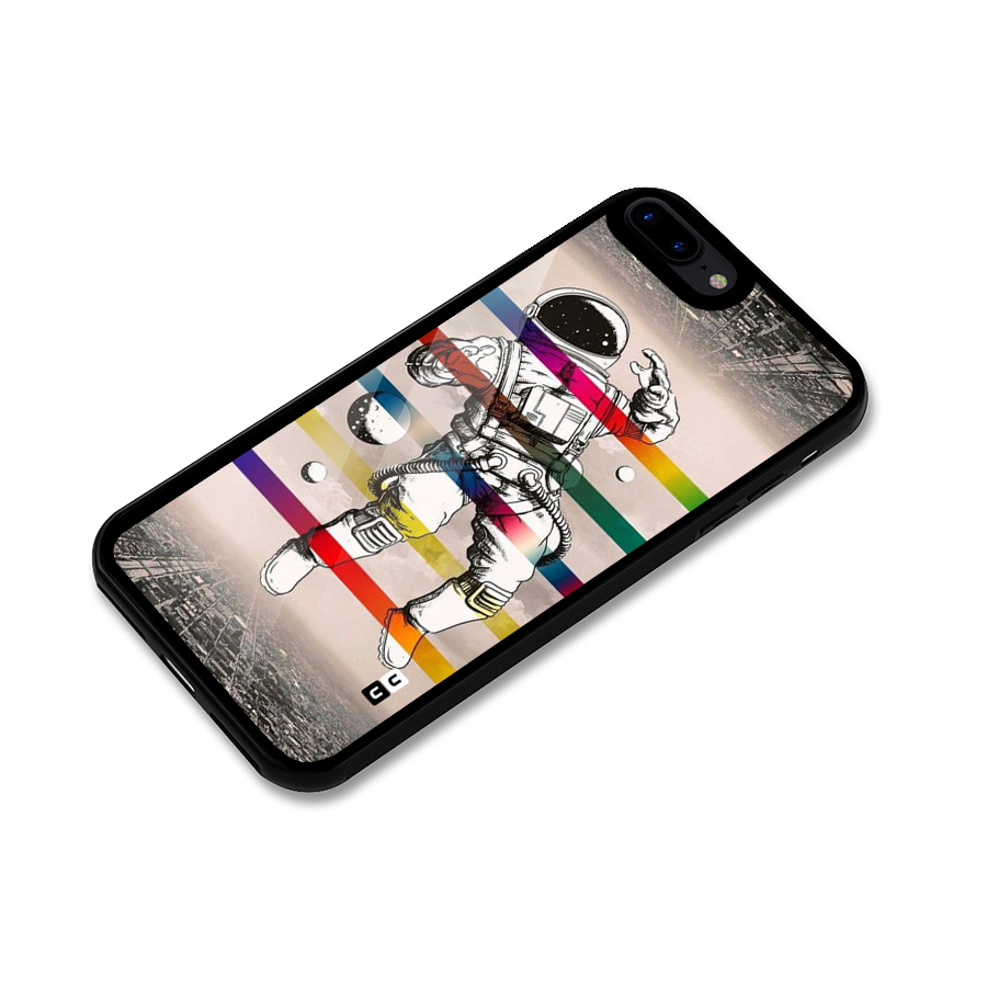Spaceman Rainbow Stripes Glass Back Case for iPhone 7 Plus