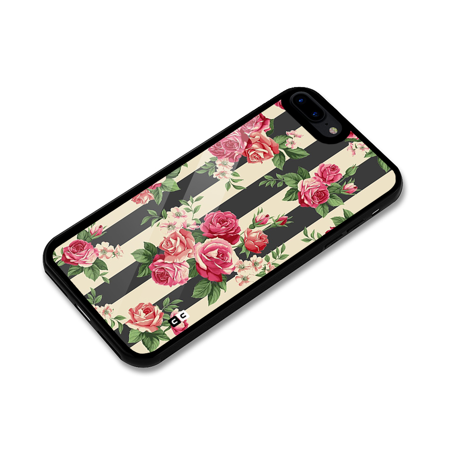 Stripes And Floral Glass Back Case for iPhone 7 Plus