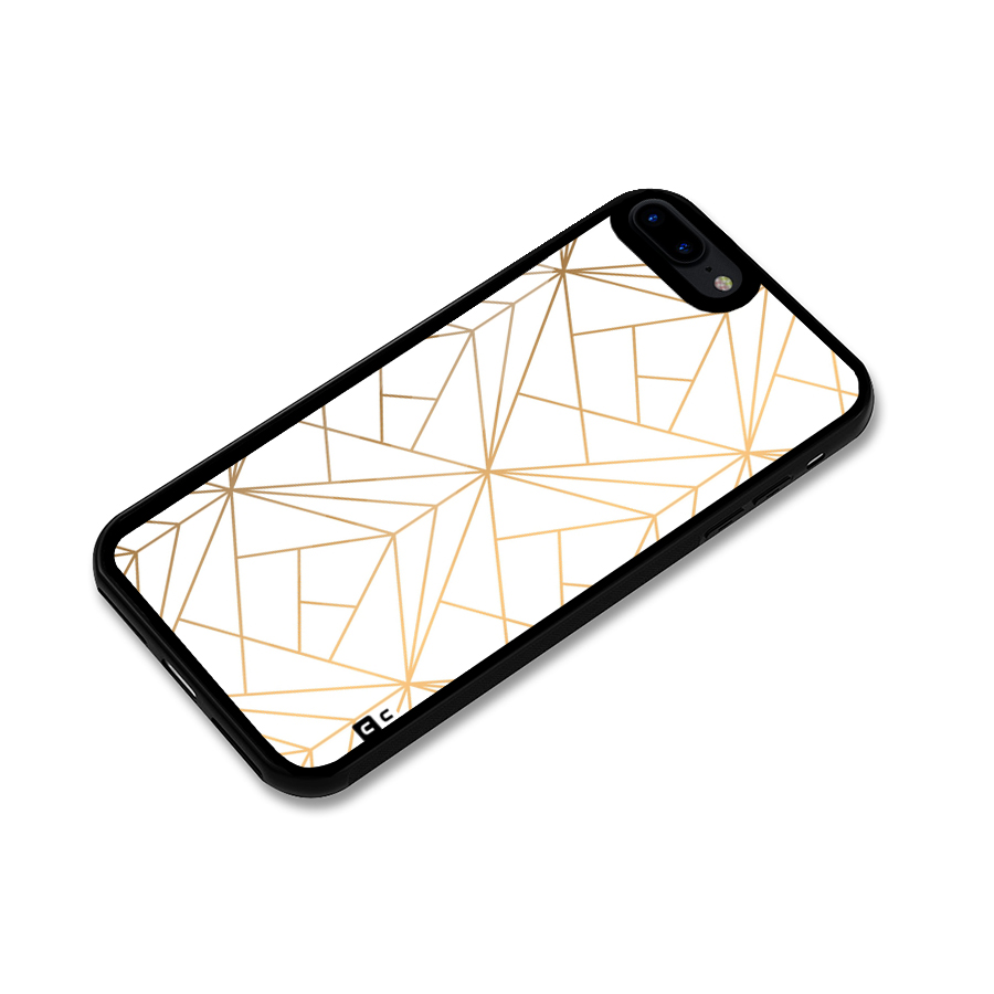 White Golden Zig Zag Glass Back Case for iPhone 7 Plus