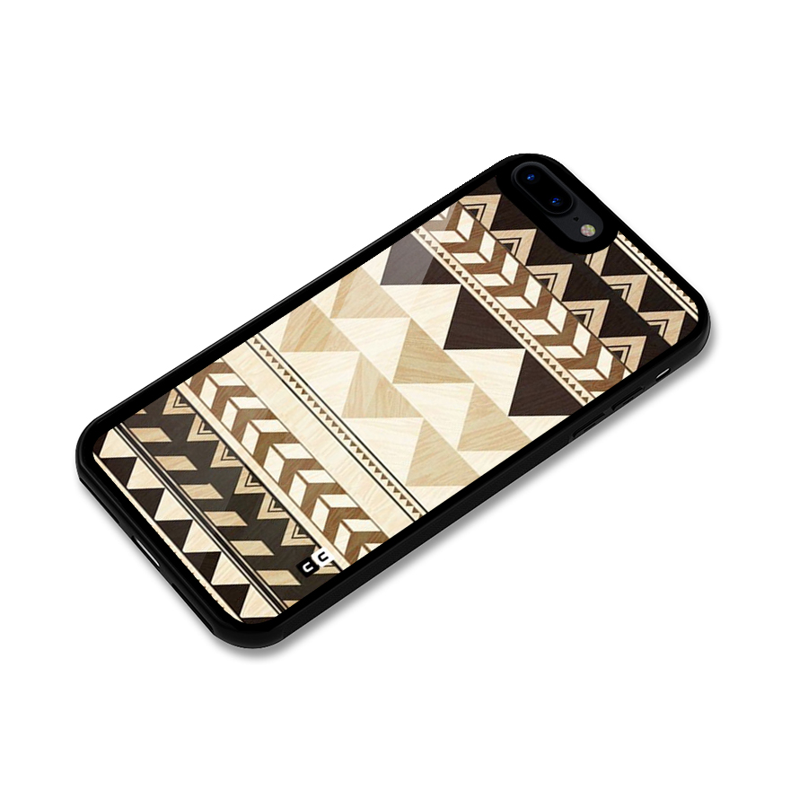 Wooden Printed Chevron Glass Back Case for iPhone 7 Plus