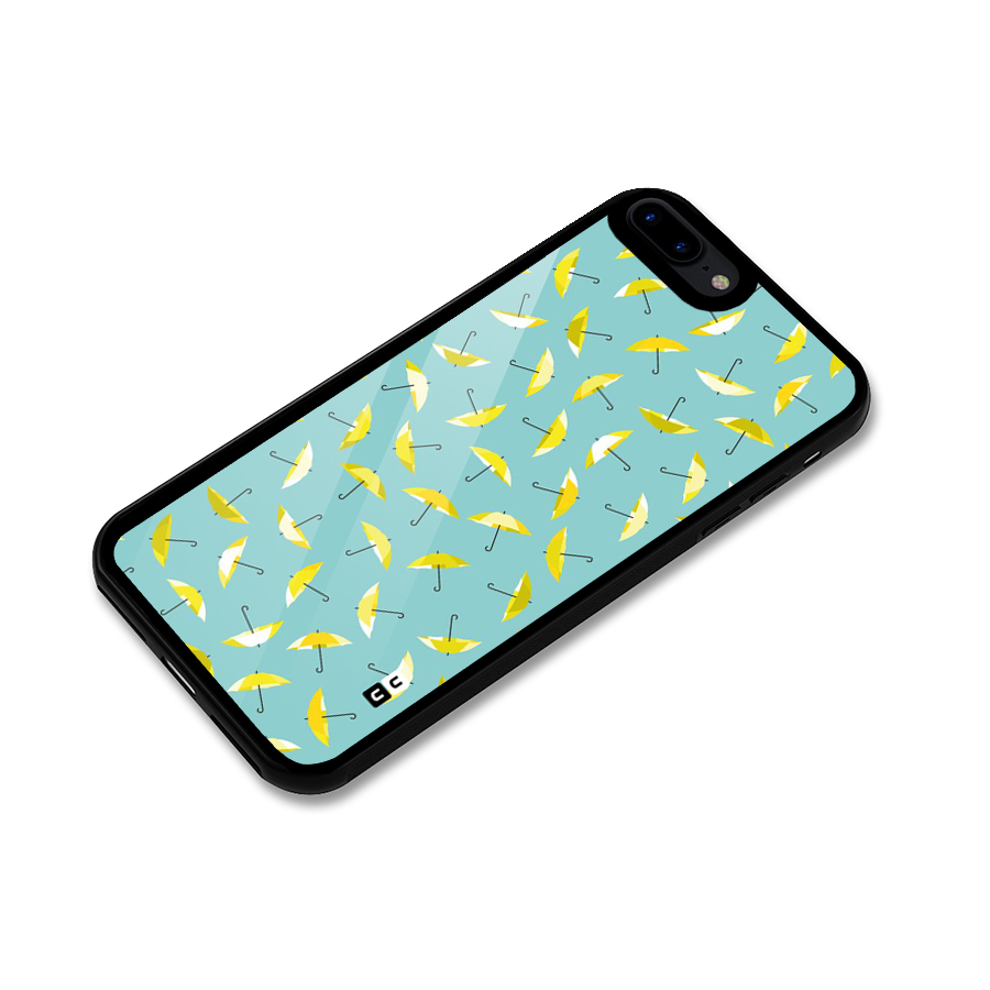 Yellow Umbrella Pattern Glass Back Case for iPhone 7 Plus