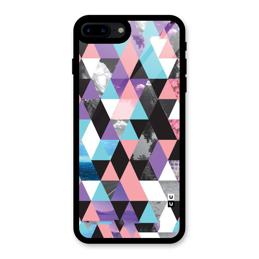 Abstract Splash Triangles Glass Back Case for iPhone 8 Plus