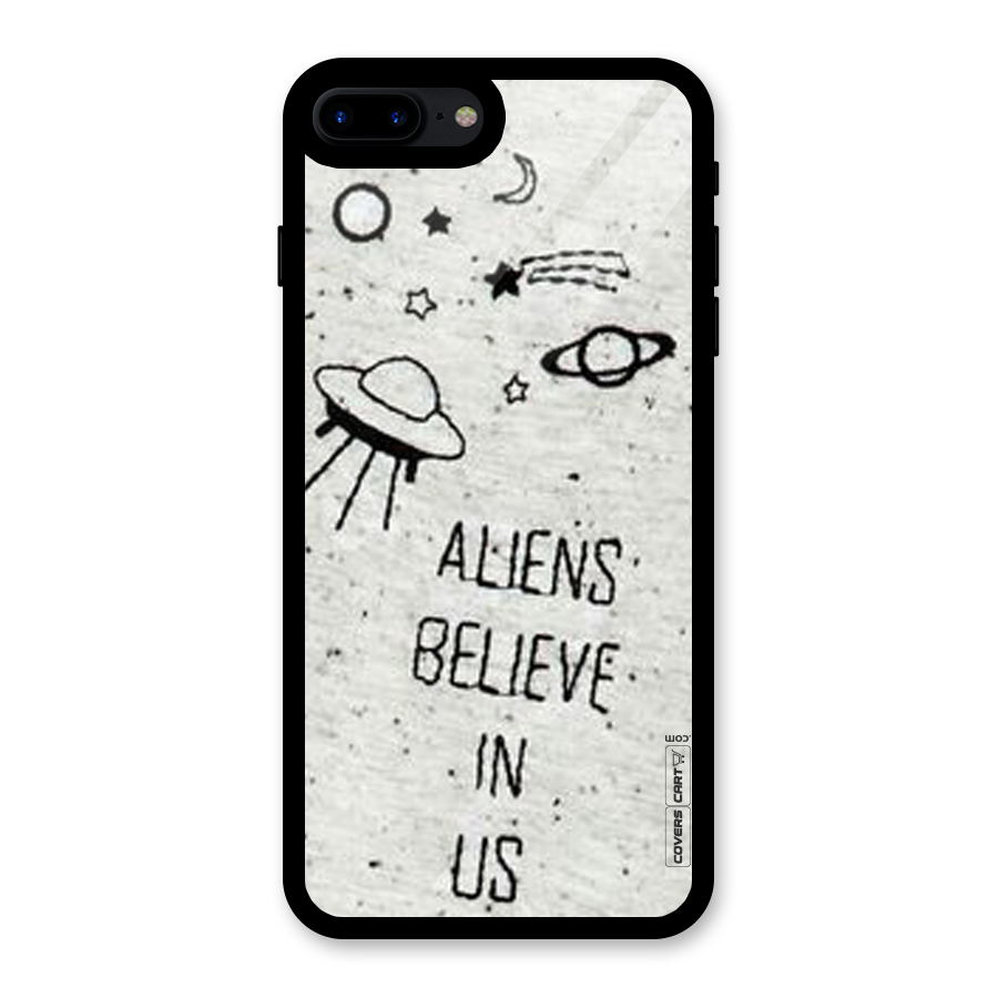 Aliens Believe In Us Glass Back Case for iPhone 8 Plus