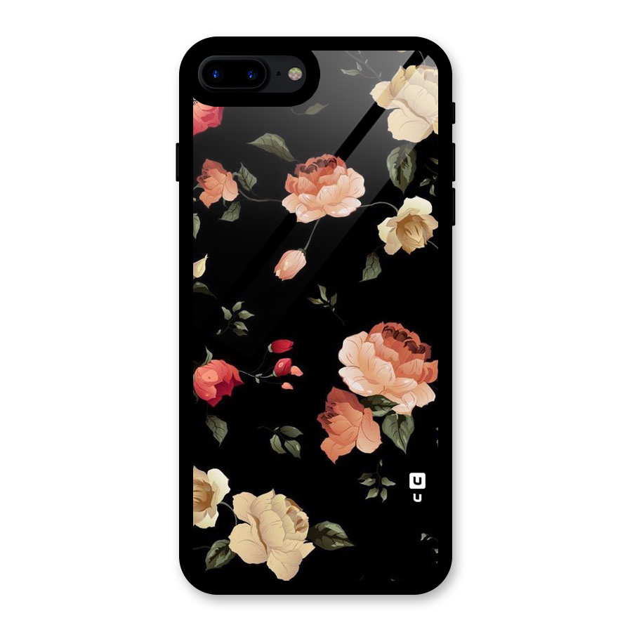 Black Artistic Floral Glass Back Case for iPhone 8 Plus
