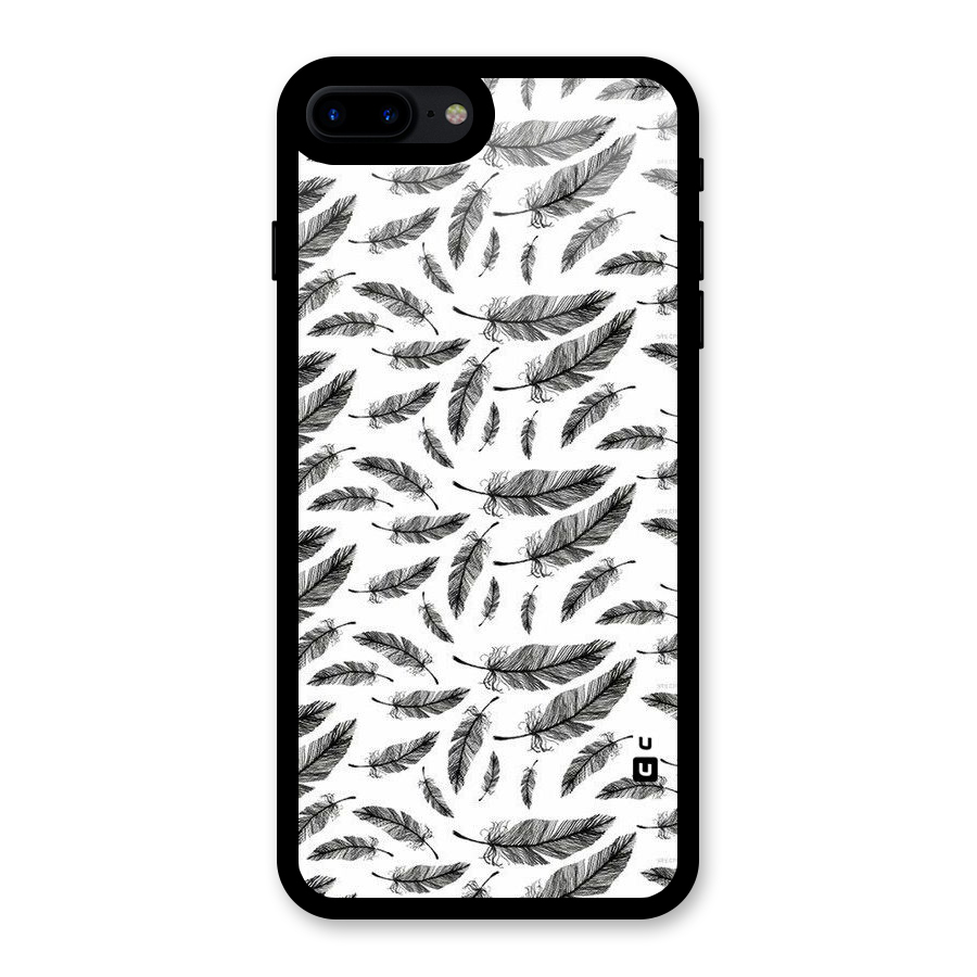 Black Feather Glass Back Case for iPhone 8 Plus