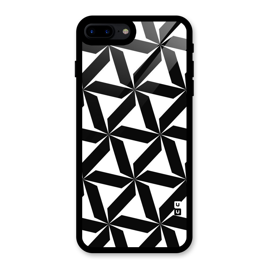 Black White Fan Design Glass Back Case for iPhone 8 Plus