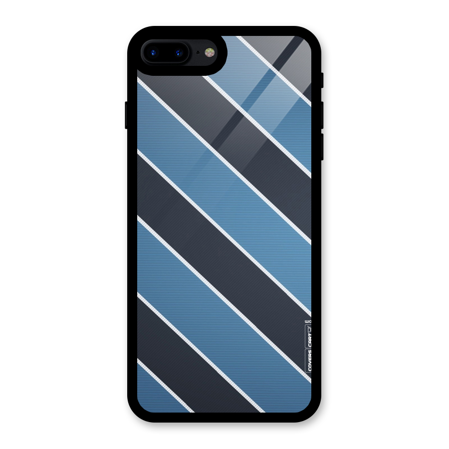 Blue Black Stripes Glass Back Case for iPhone 8 Plus