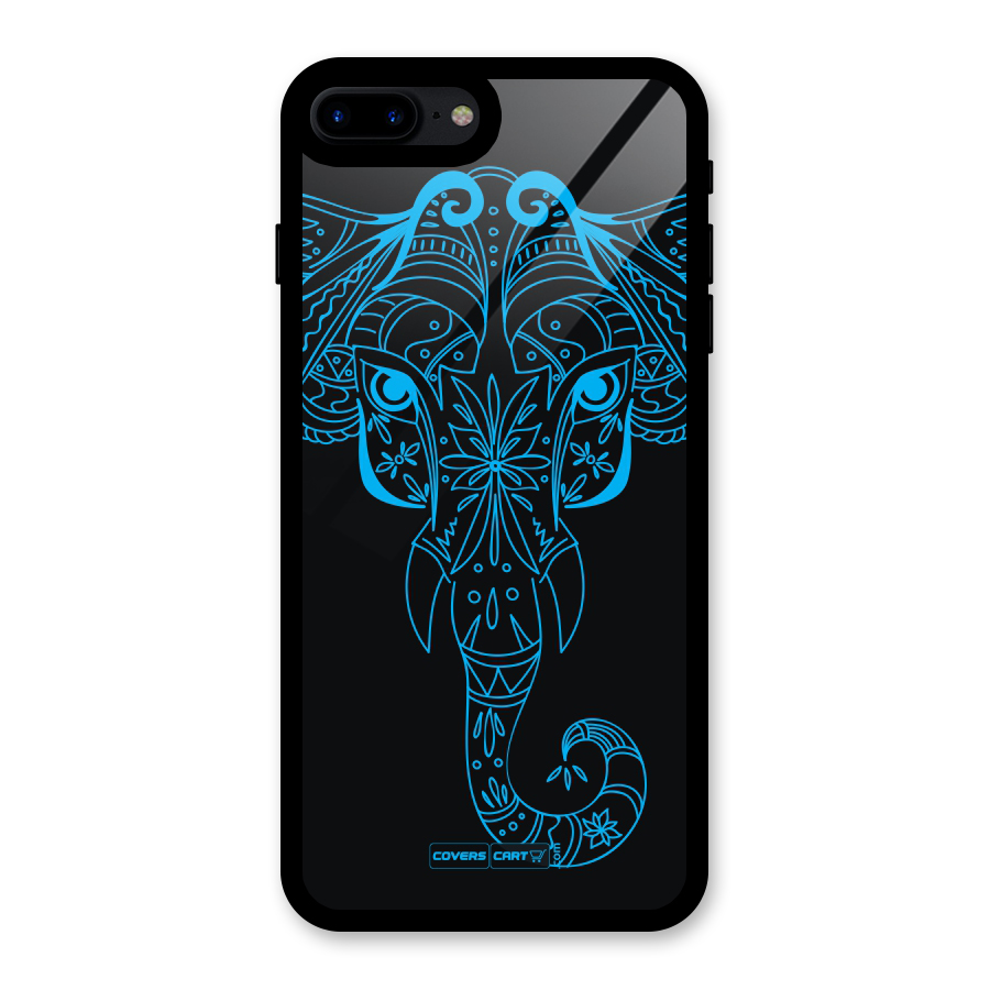 Blue Elephant Ethnic Glass Back Case for iPhone 8 Plus