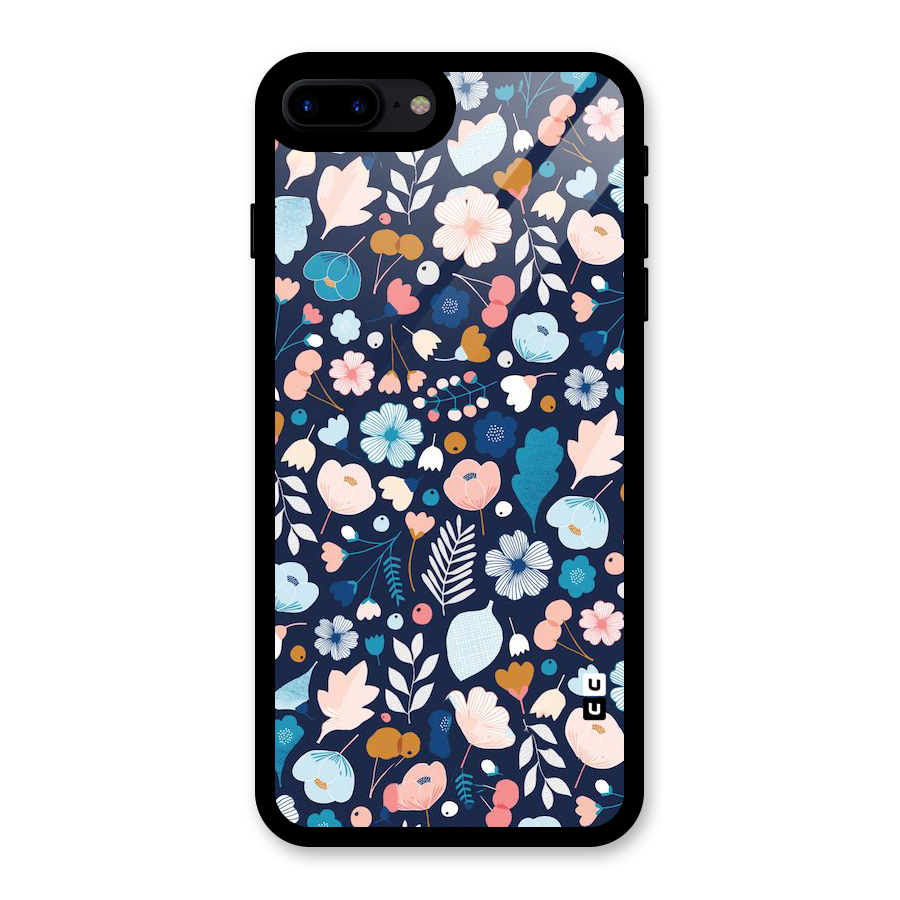 Blue Floral Glass Back Case for iPhone 8 Plus