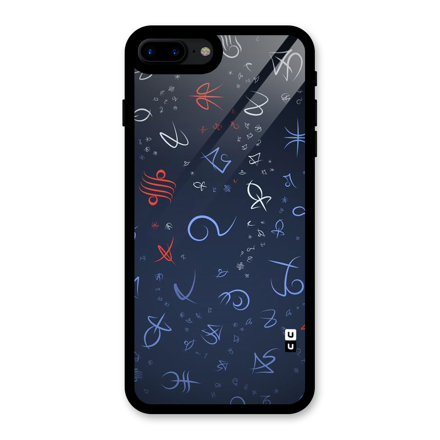 Blue Symbols Glass Back Case for iPhone 8 Plus
