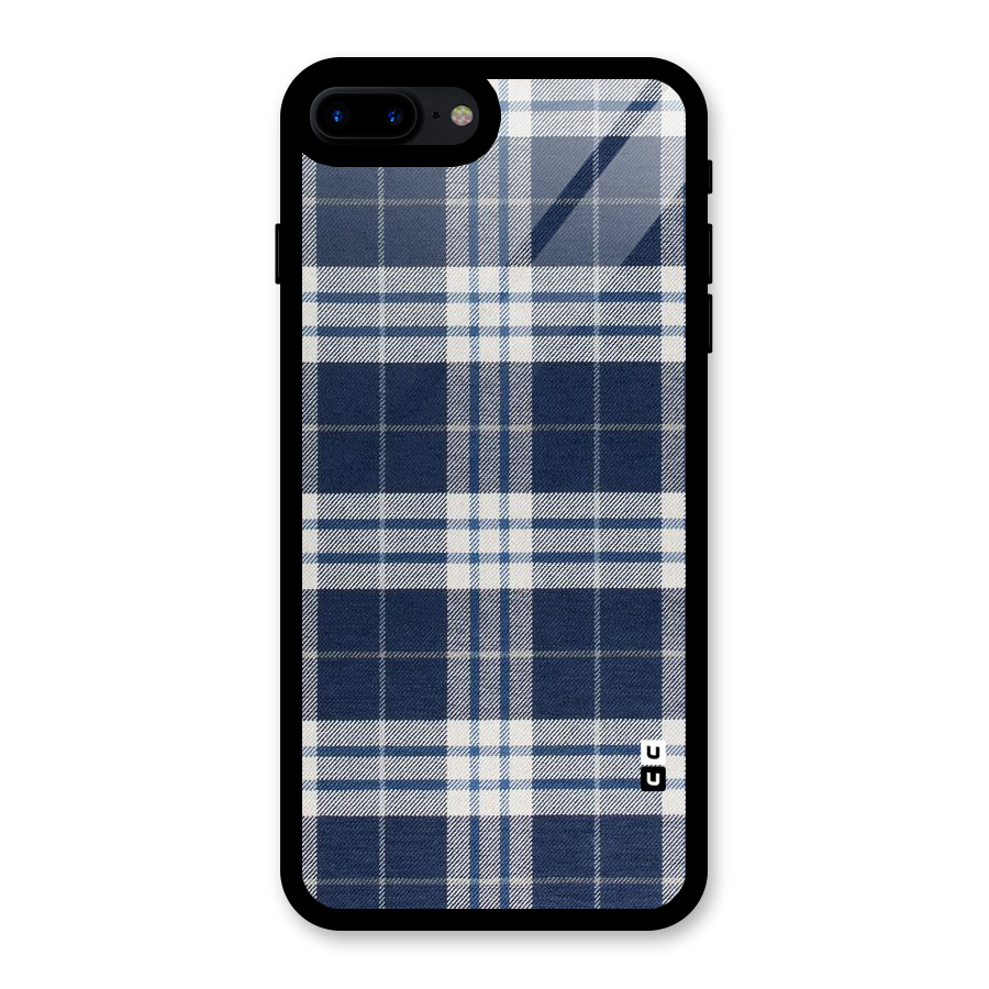 Blue White Check Glass Back Case for iPhone 8 Plus