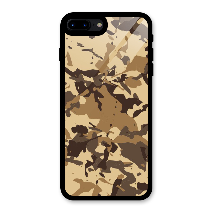 Brown Camouflage Army Glass Back Case for iPhone 8 Plus