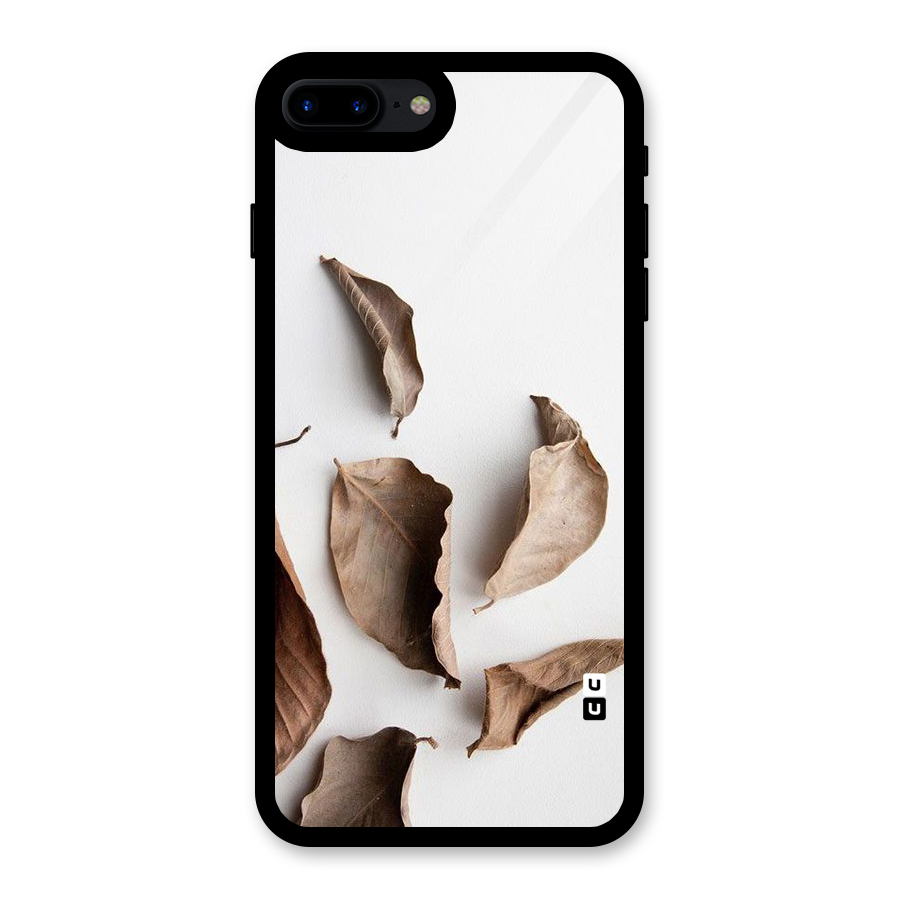Brown Dusty Leaves Glass Back Case for iPhone 8 Plus