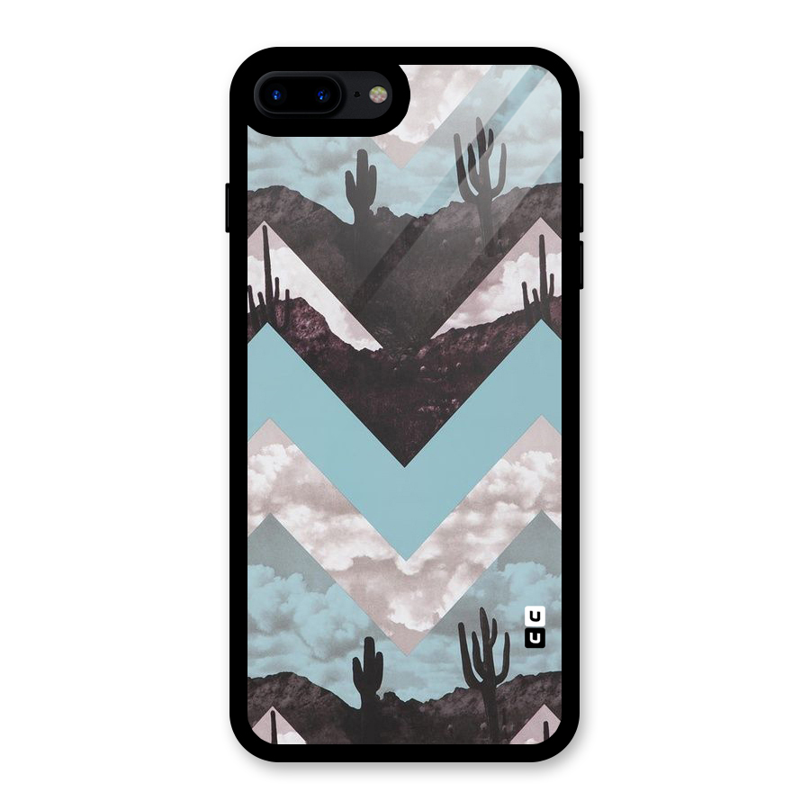 Cacutus Zig Zag Pattern Glass Back Case for iPhone 8 Plus
