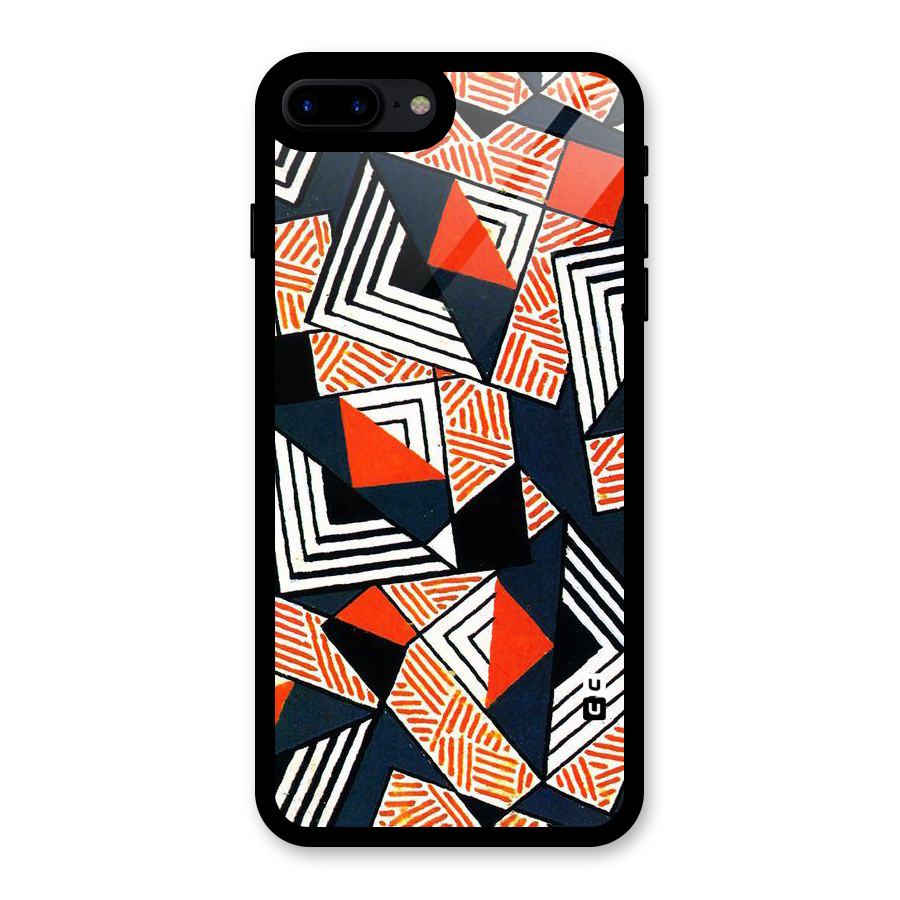 Colored Cuts Pattern Glass Back Case for iPhone 8 Plus