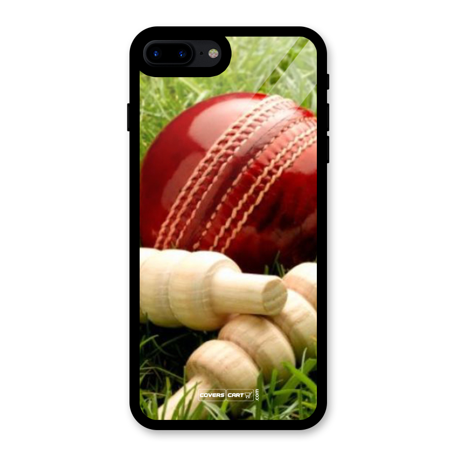 Cricket Ball and Stumps Glass Back Case for iPhone 8 Plus