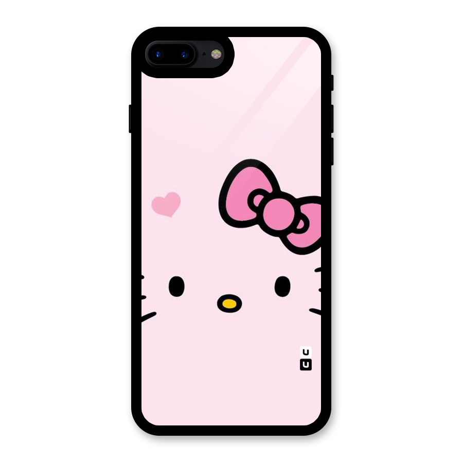 Cute Bow Face Glass Back Case for iPhone 8 Plus