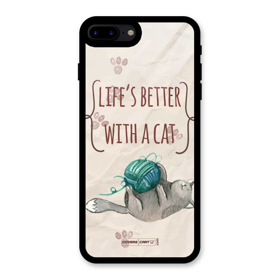 Cute Cat Glass Back Case for iPhone 8 Plus