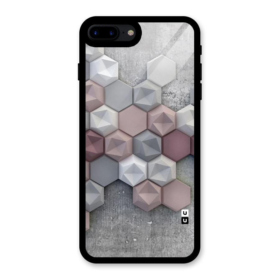 Cute Hexagonal Pattern Glass Back Case for iPhone 8 Plus
