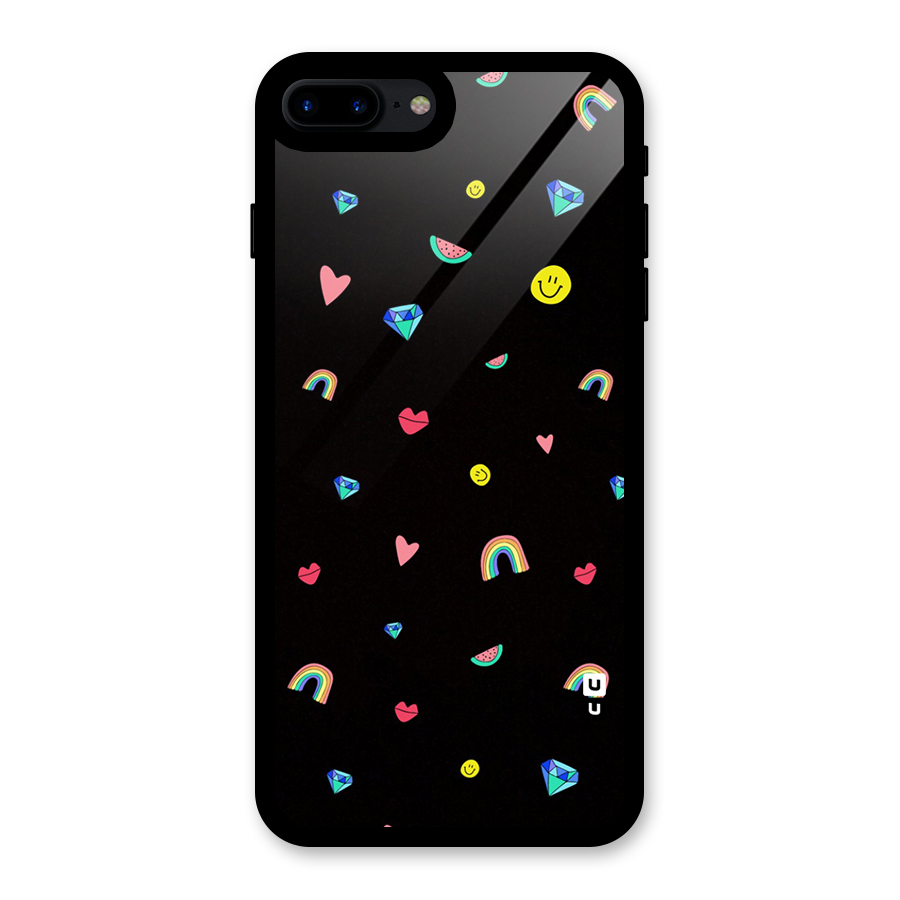 Cute Multicolor Shapes Glass Back Case for iPhone 8 Plus