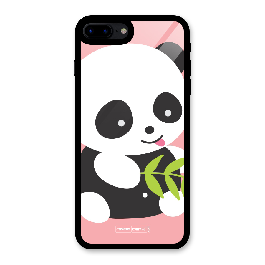 Cute Panda Pink Glass Back Case for iPhone 8 Plus