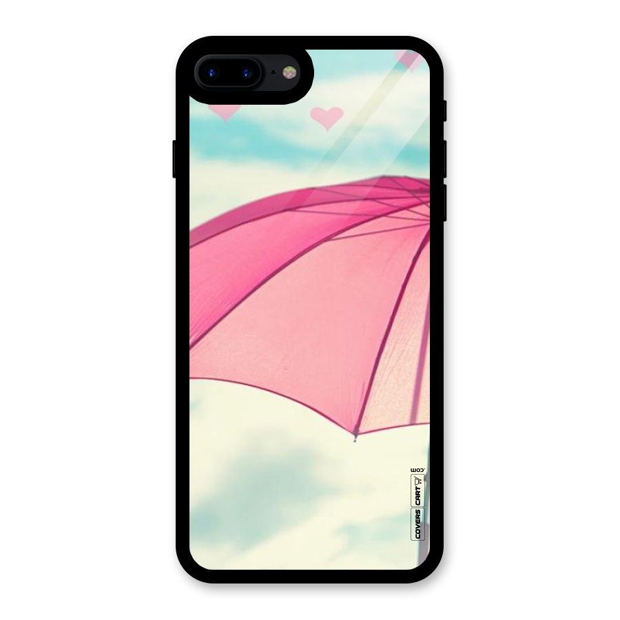 Cute Pink Umbrella Glass Back Case for iPhone 8 Plus