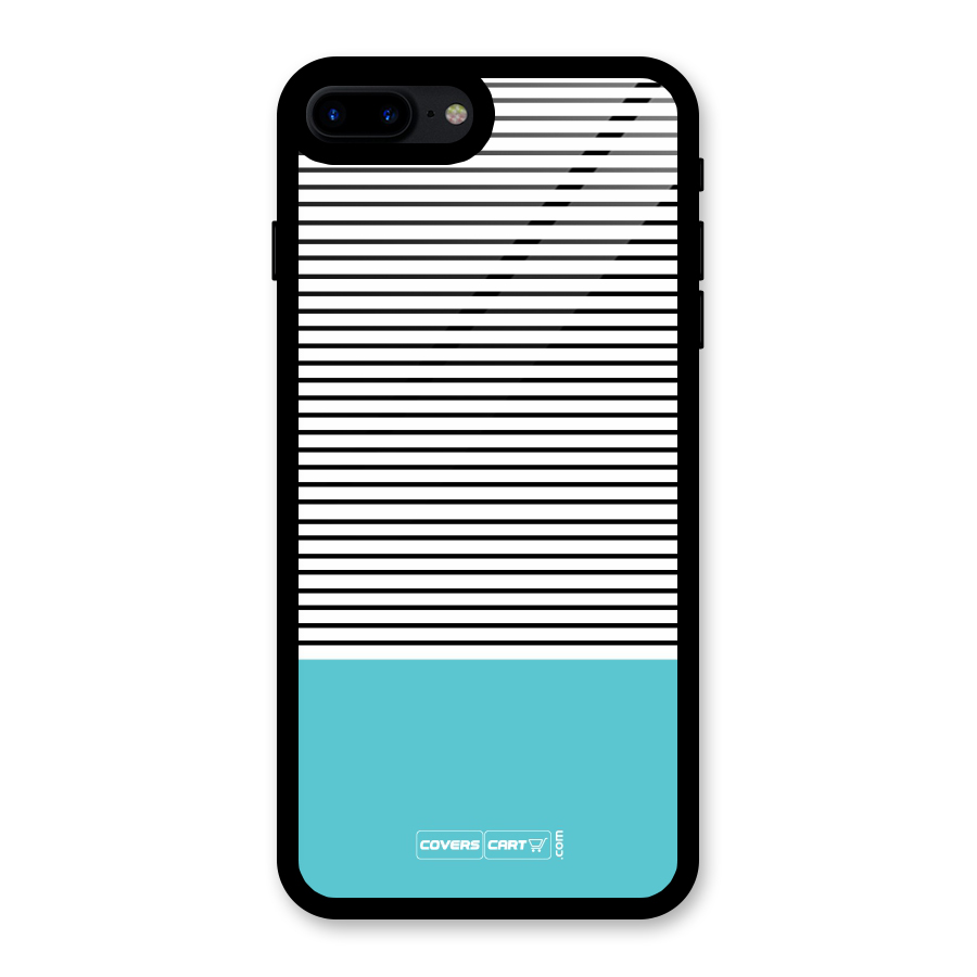 Deep Sky Blue Stripes Glass Back Case for iPhone 8 Plus