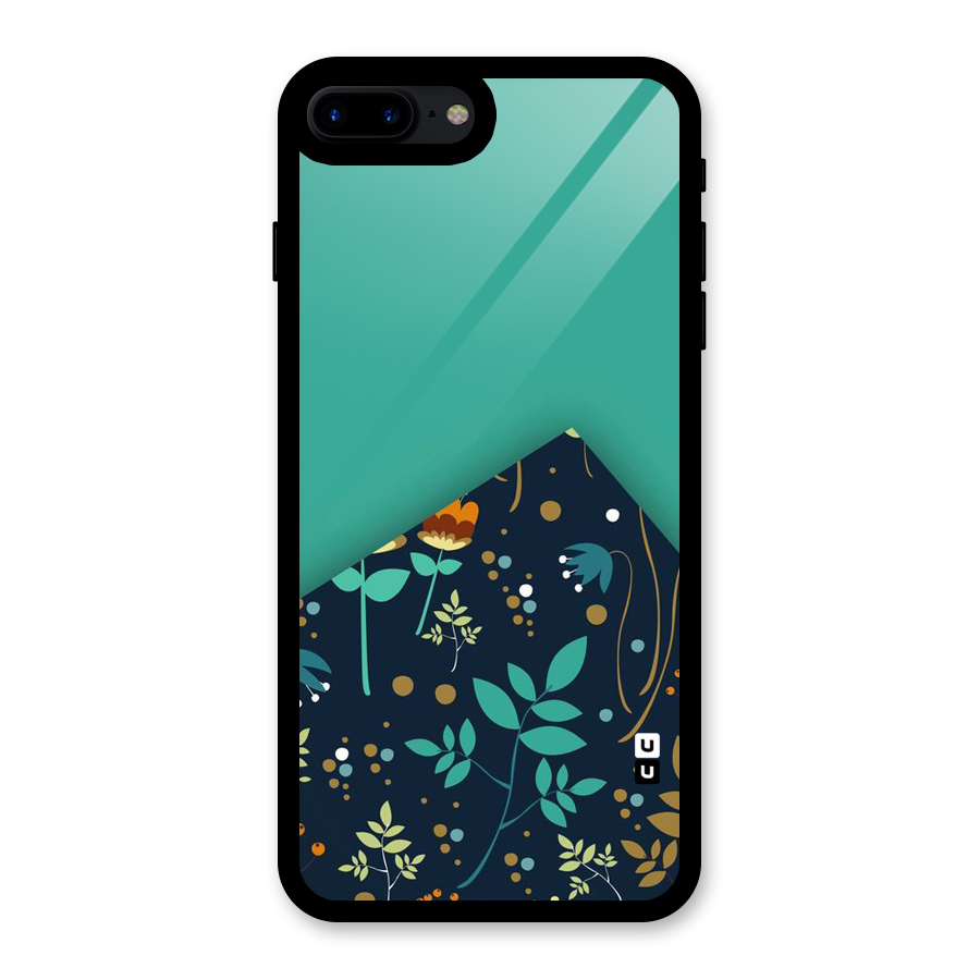 Floral Corner Glass Back Case for iPhone 8 Plus