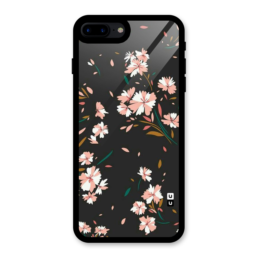 Floral Petals Peach Glass Back Case for iPhone 8 Plus