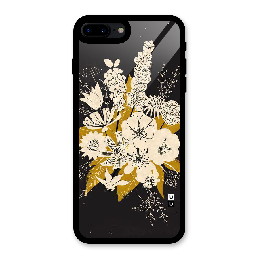 Flower Drawing Glass Back Case for iPhone 8 Plus